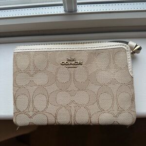 Coach Signature Beige Wristlet